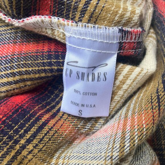 CP Shades Teton Tunic Shirt Sz S Brown Red Plaid Cotton Oversized Lagenlook - Picture 11 of 12